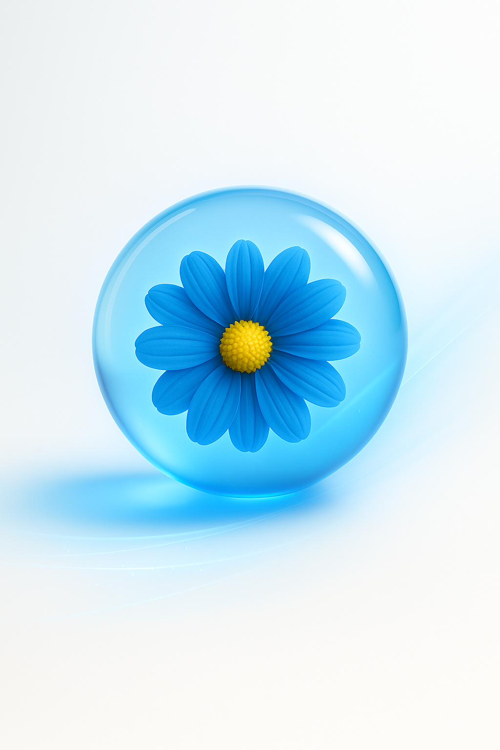 chamomile flower encapsulated in a translucent sphere