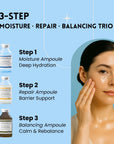 Korean skincare hydration set with CICA-Exo centella exosome ampoules for barrier repair and redness relief